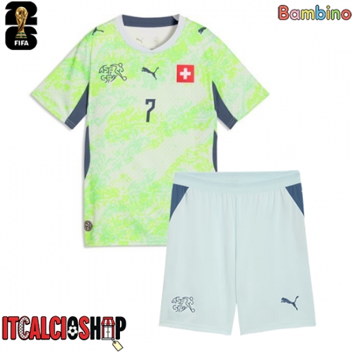 Svizzera Breel Embolo #7 Seconda Maglia Bambino Mondiali 2026 Manica Corta (+ Pantaloni corti)